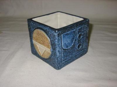 Appraisal: A TROIKA CUBE VASE the sides incised with circles and