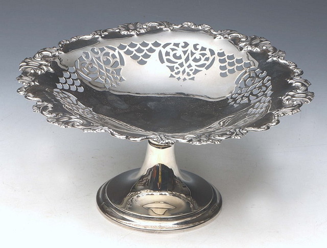 Appraisal: A SILVER COMPORT with pierced decoration embossed border and pedestal