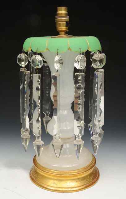 Appraisal: A GLASS TABLE LAMP converted from a Victorian lustre with