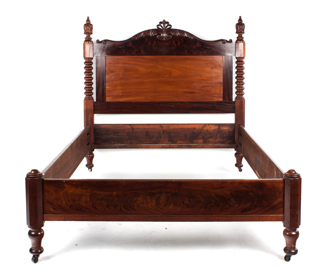 Appraisal: Elizabethan Revival mahogany bedstead circa in H in L in