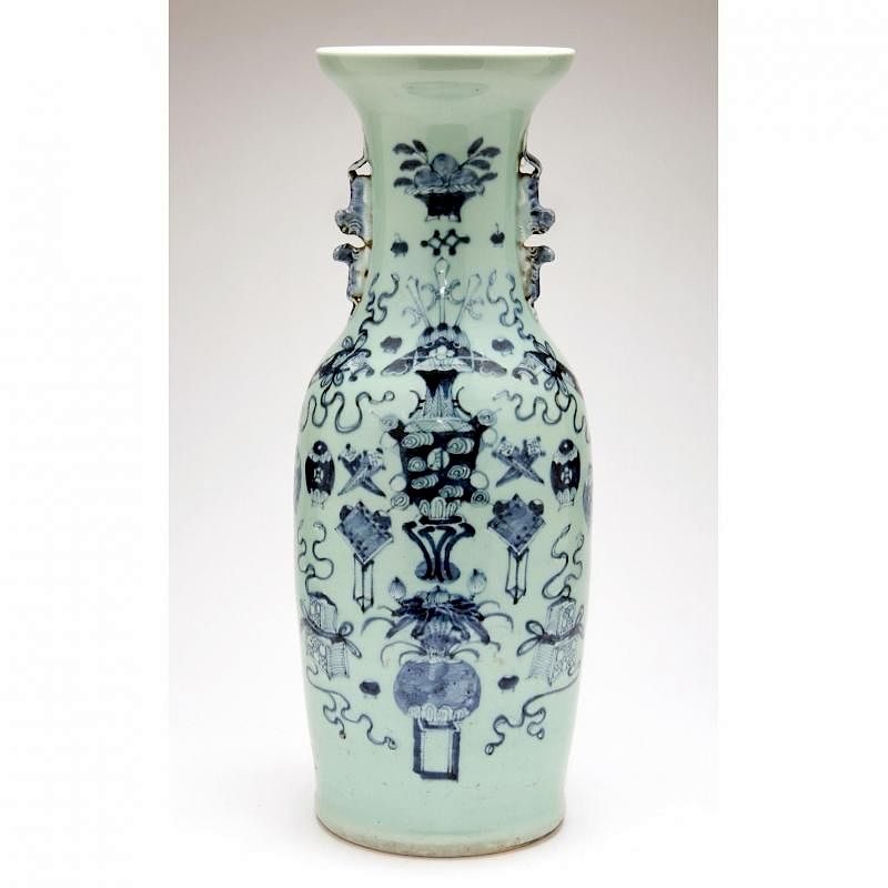 Appraisal: Chinese Blue Underglaze Vase th century with lion handles and