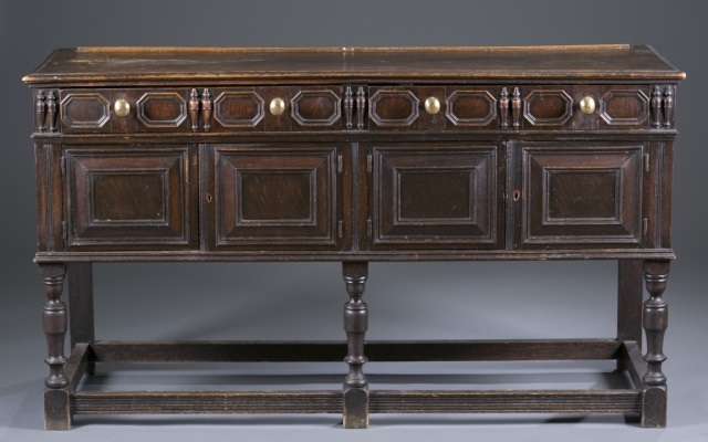 Appraisal: English William Mary-Style Sideboard Two drawers over cabinets moulded panel