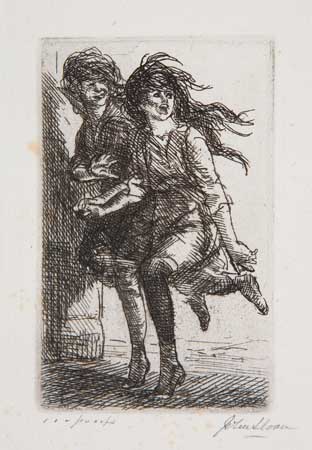 Appraisal: JOHN SLOAN Girls Running Etching x mm x inches full