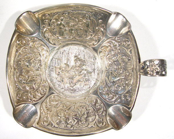 Appraisal: Dutch silver bon - bon dish with pierced handle cast