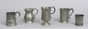 Appraisal: A Collection Of Five Antique British Pewter Measures - th