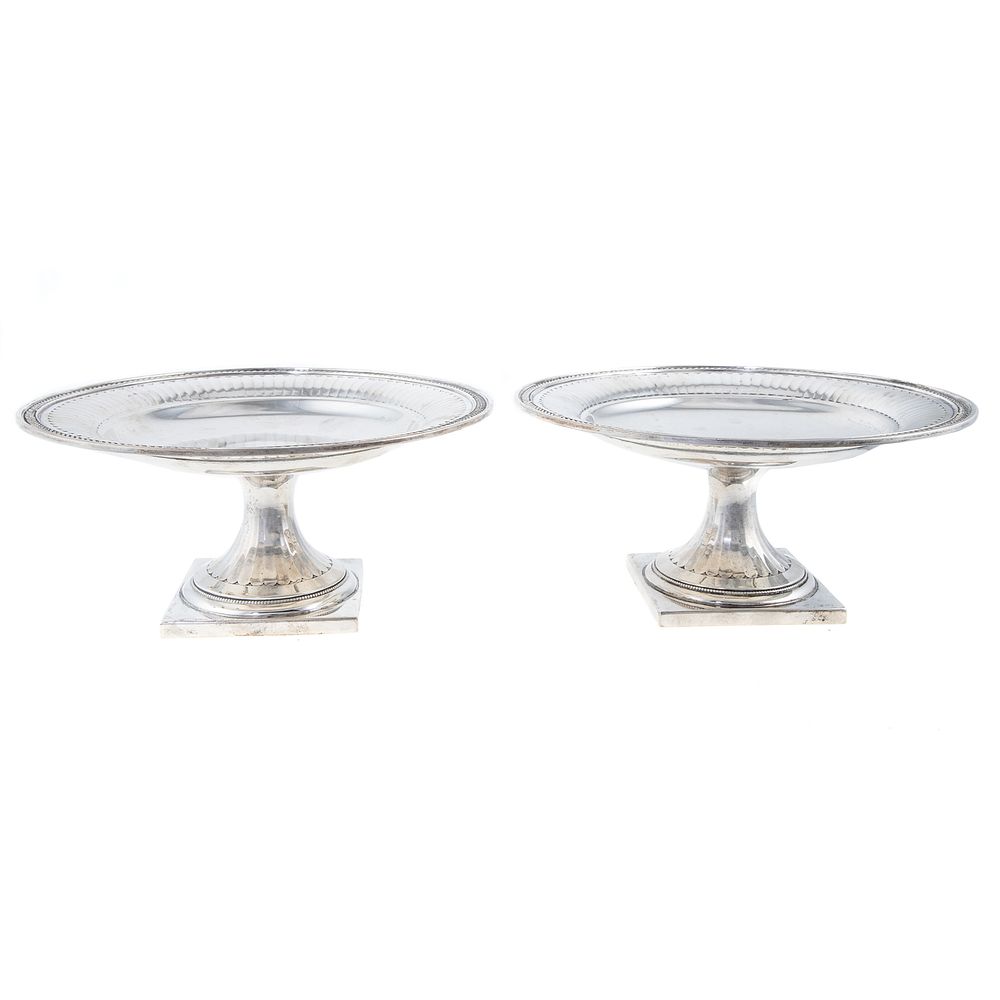 Appraisal: Pair George III-Style Sterling Pedestal Dishes Retailed by Brand Chatillon