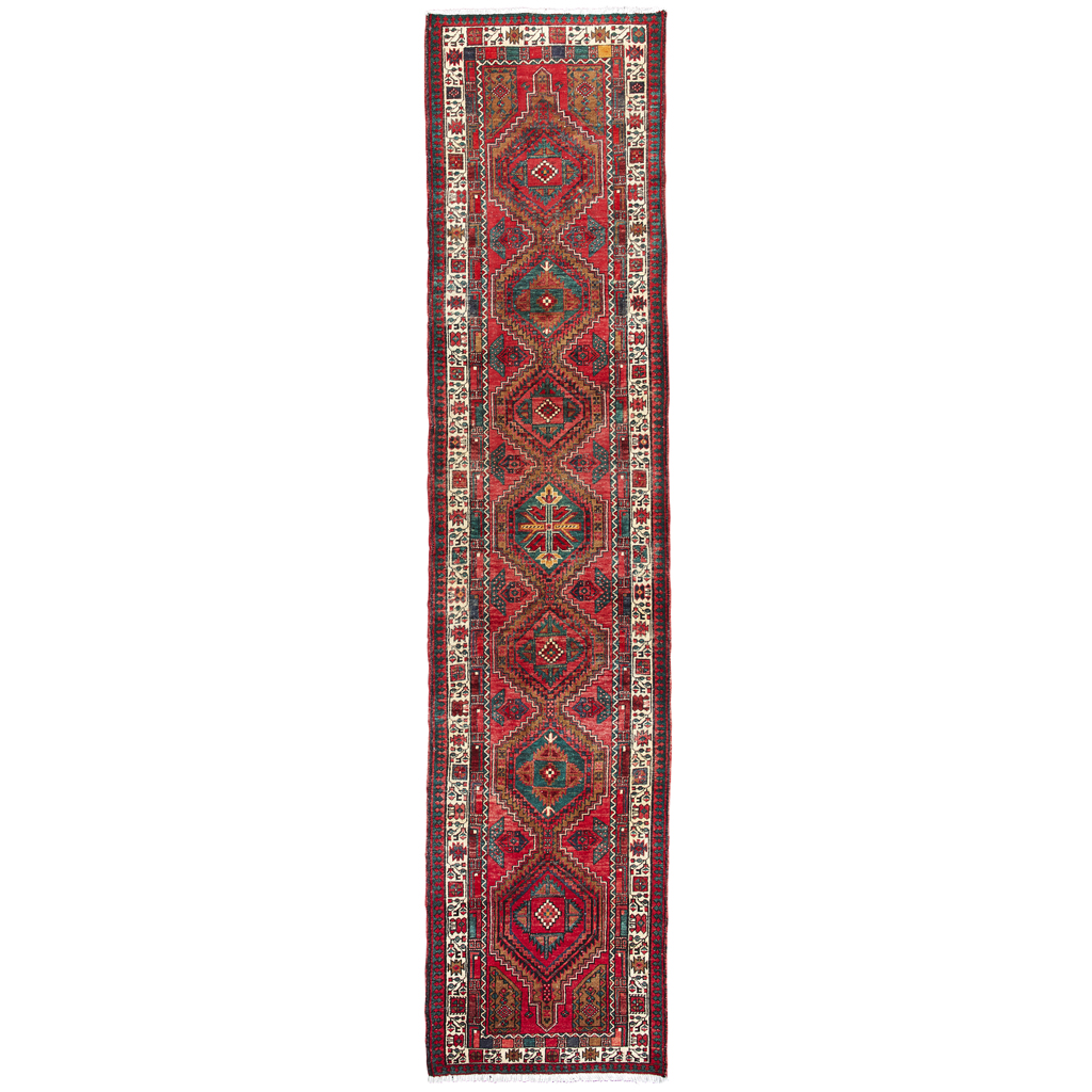 Appraisal: SERAB RUNNER NORTHWEST PERSIA MODERN the red field with seven