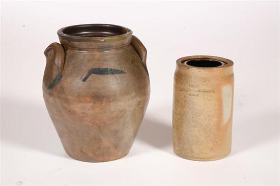 Appraisal: TWO PIECES OF STONEWARE Both Ohio mid- th century Includes