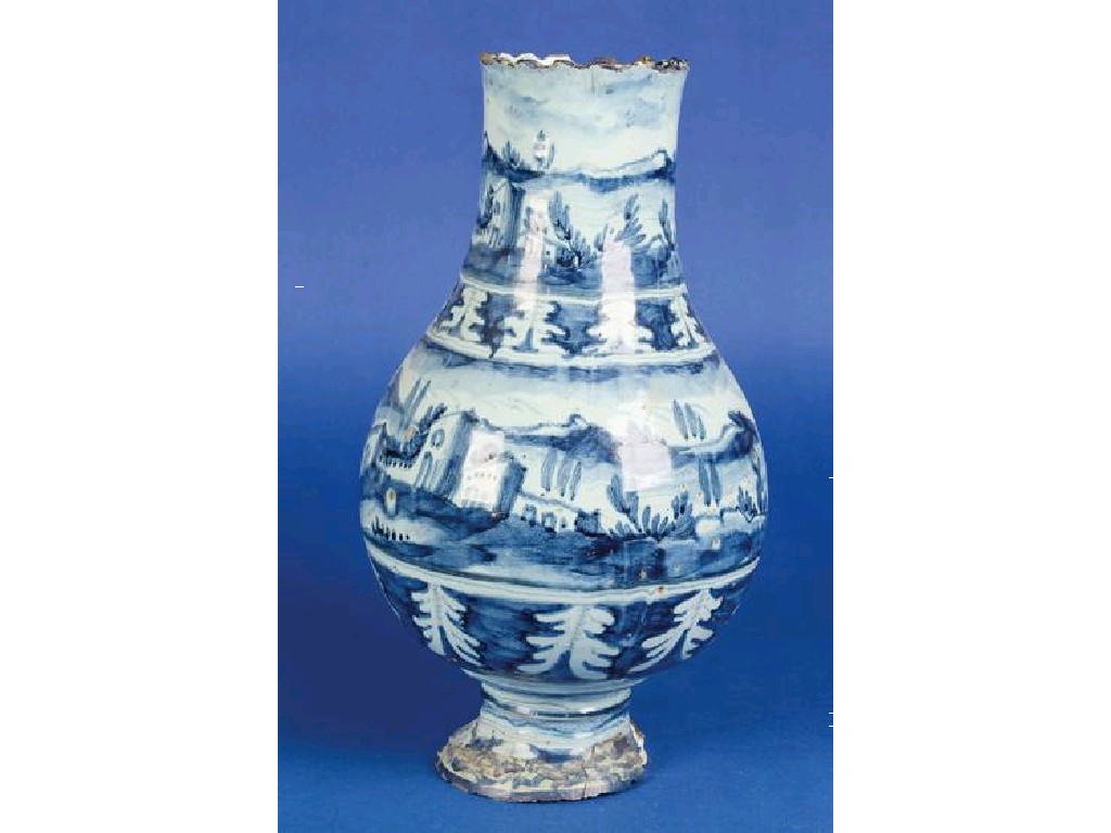 Appraisal: A SAVONA DELFT VASE of baluster form decorated in blue