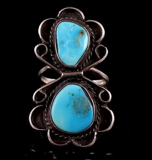 Appraisal: Navajo Sterling Silver and Turquoise Ring Included in this lot