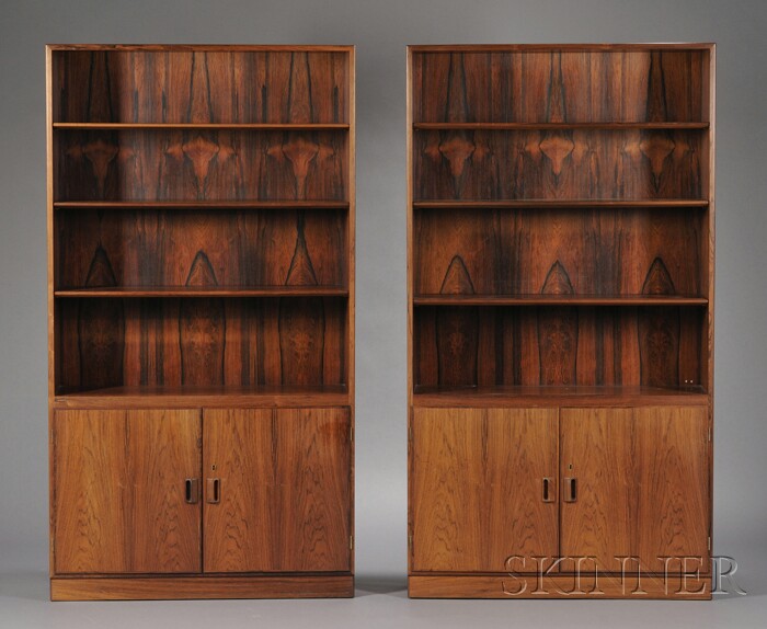 Appraisal: Pair of Borge Mogensen - Book Cabinets Rosewood and rosewood