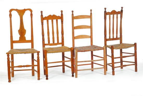 Appraisal: FOUR CHAIRS American th- th centuries mixed woods Includes two