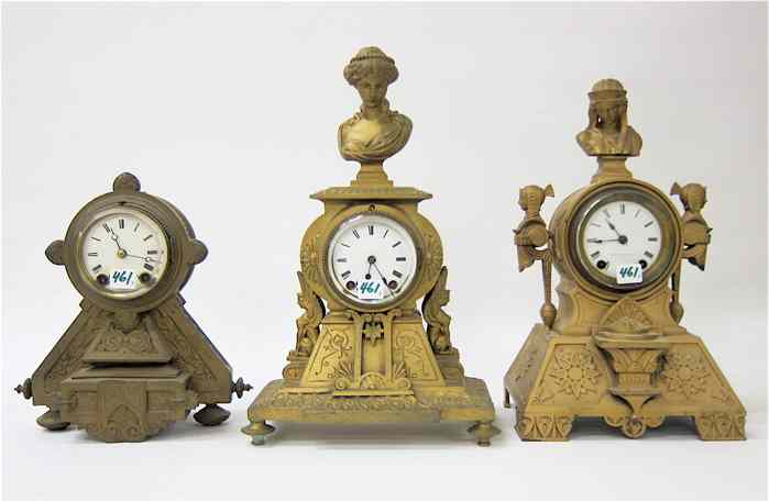 Appraisal: THREE AMERICAN SETH THOMAS METAL-CASED MANTEL CLOCKS th century all