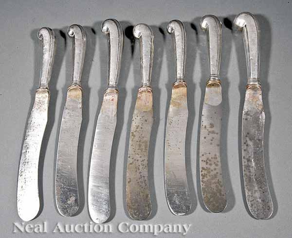 Appraisal: A Set of Sixteen French Silver Handled Dinner Knives early