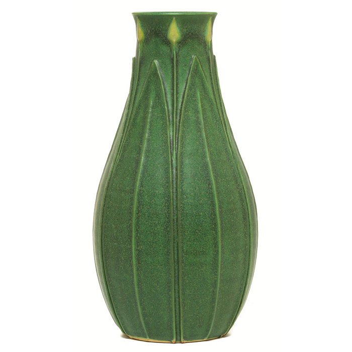 Appraisal: Arts Clay Co vase contemporary large form with broad leaves