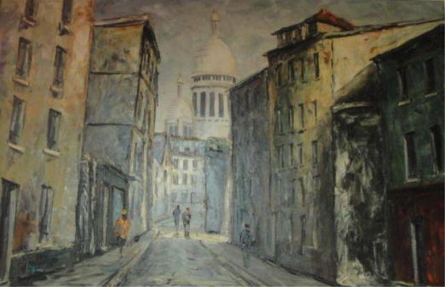 Appraisal: RELO Oil on Canvas of a Parisian Street Scene Signed