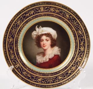 Appraisal: VIENNA PORTRAIT CABINET PLATE HAVING MULTI-RAISED GOLD AND COBALT BORDERS