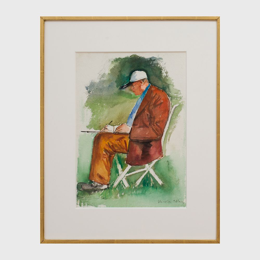 Appraisal: Nicolai Cikovsky - Fairfield Porter Sketching Watercolor on paper c