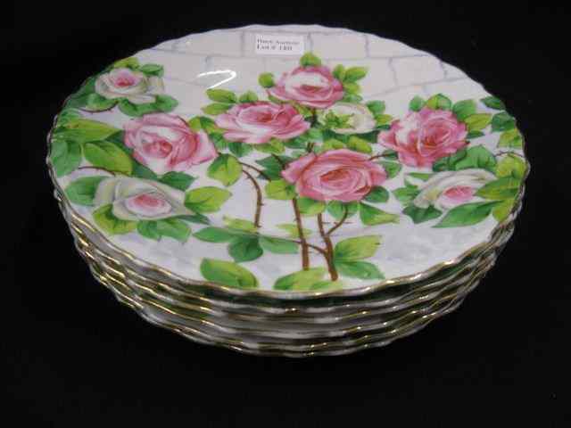 Appraisal: Handpainted Porcelain Plates roses lattice ''