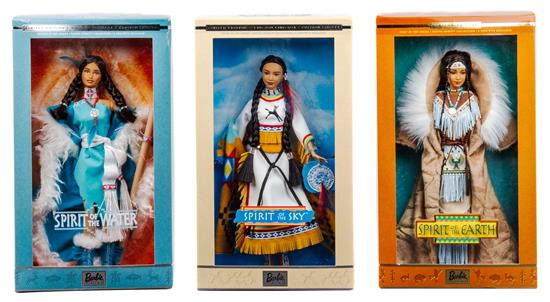 Appraisal: Sale Lot Three Limited Edition Native Spirit Collection Barbies model