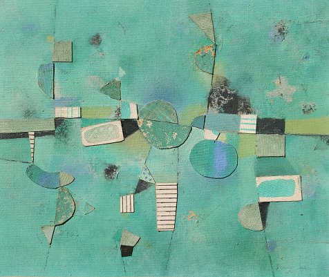 Appraisal: LEE Doris American - ''Green'' Mixed Media OIL collage ''