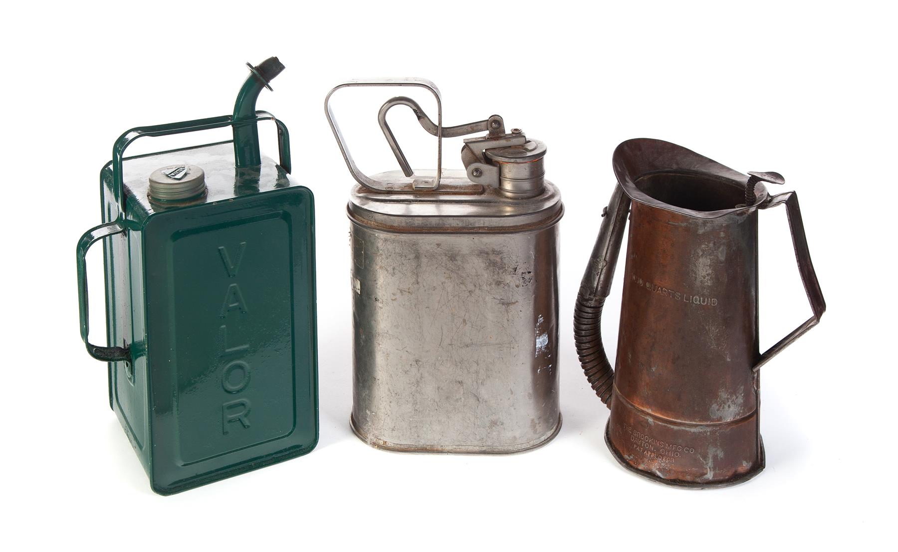 Appraisal: THREE OIL CANS American mid th century One two-qt can