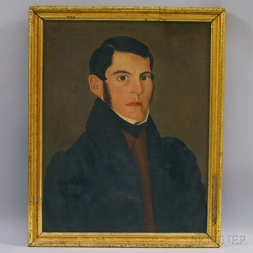 Appraisal: American School th Century Portrait of a Young Man with