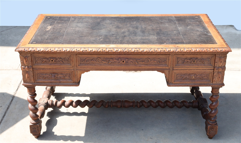 Appraisal: Vintage carved wood desk as is condition H x W