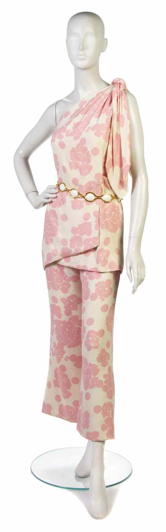 Appraisal: A Christian Dior Couture Pink and Cream Two Piece Jumpsuit