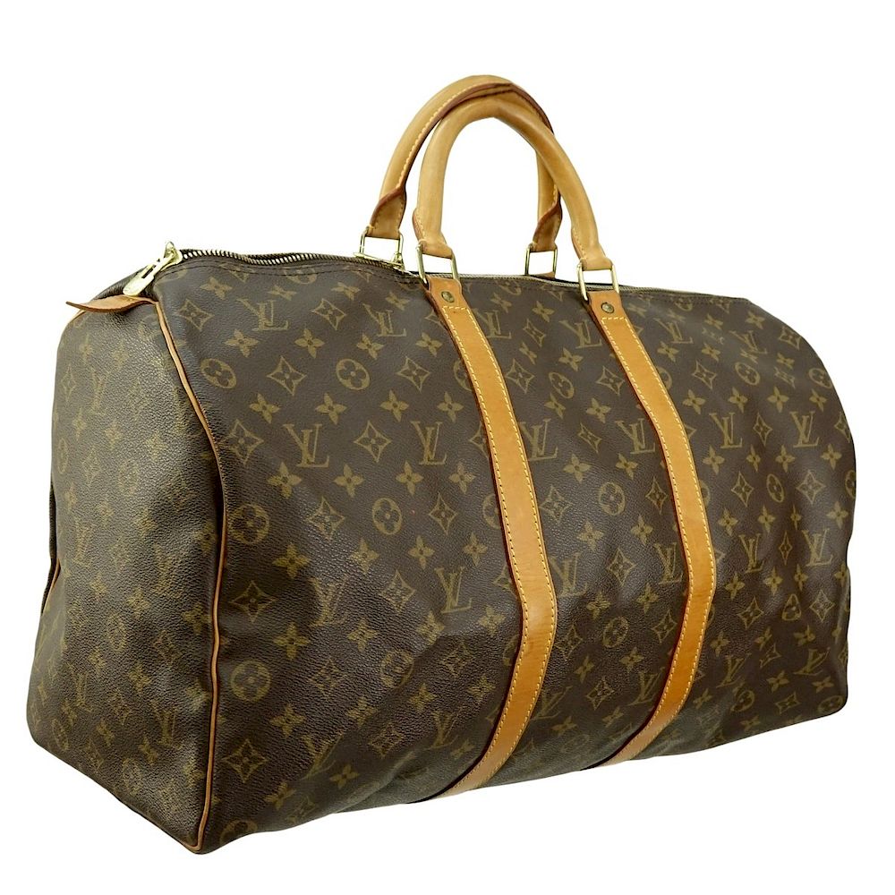 Appraisal: Louis Vuitton Brown Monogram Keepall Travel Bag Louis Vuitton Brown