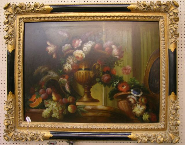 Appraisal: x Decorator Oil on Canvas in Ornate Carved Frame Depicting