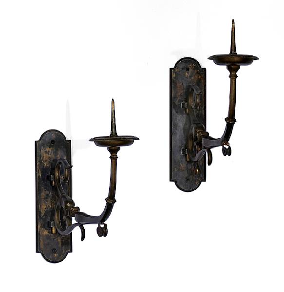 Appraisal: A pair of Italian Baroque bronze wall lights th century