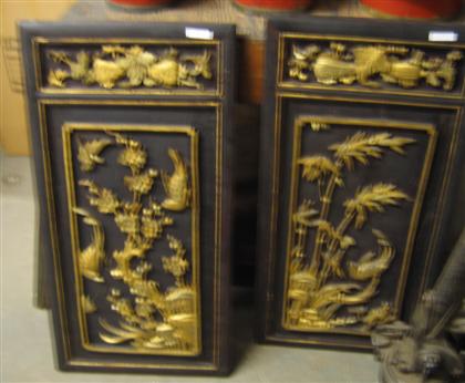 Appraisal: Pair of Chinese gilt and black lacquer panels