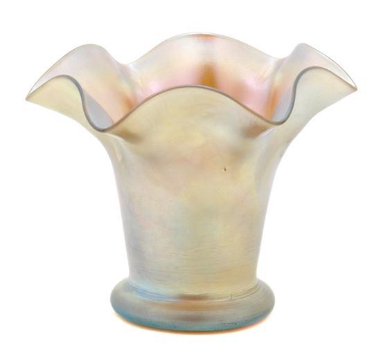 Appraisal: A Steuben Aurene Glass Vase in gold iridescence of flared