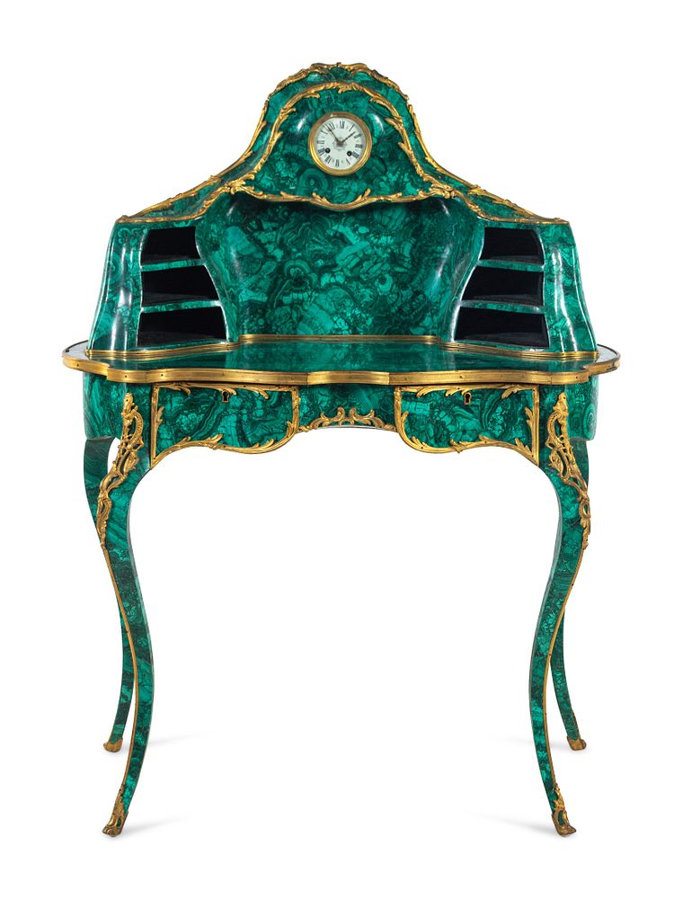 Appraisal: A Louis XV Style Gilt Bronze Mounted Malachite Bureau de