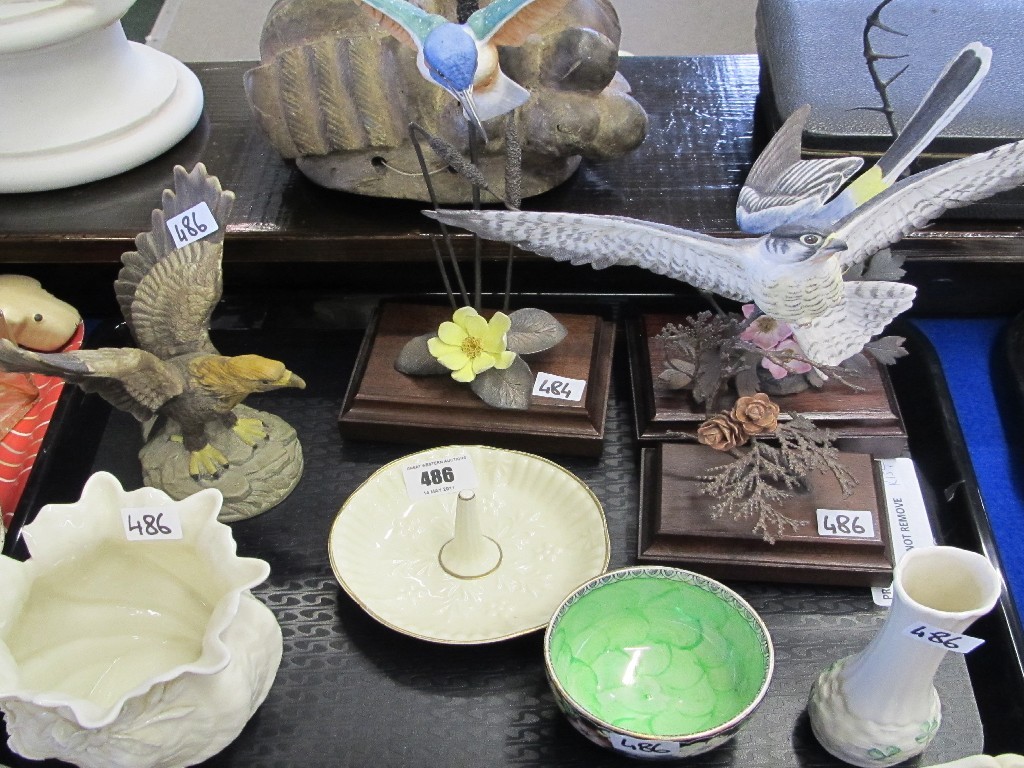 Appraisal: Tray lot of assorted ceramics to include Belleek vases Maling