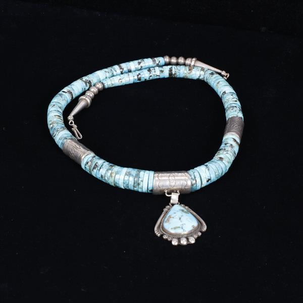 Appraisal: Vintage Old Pawn Native American Navajo Heishi Turquoise Sterling Silver