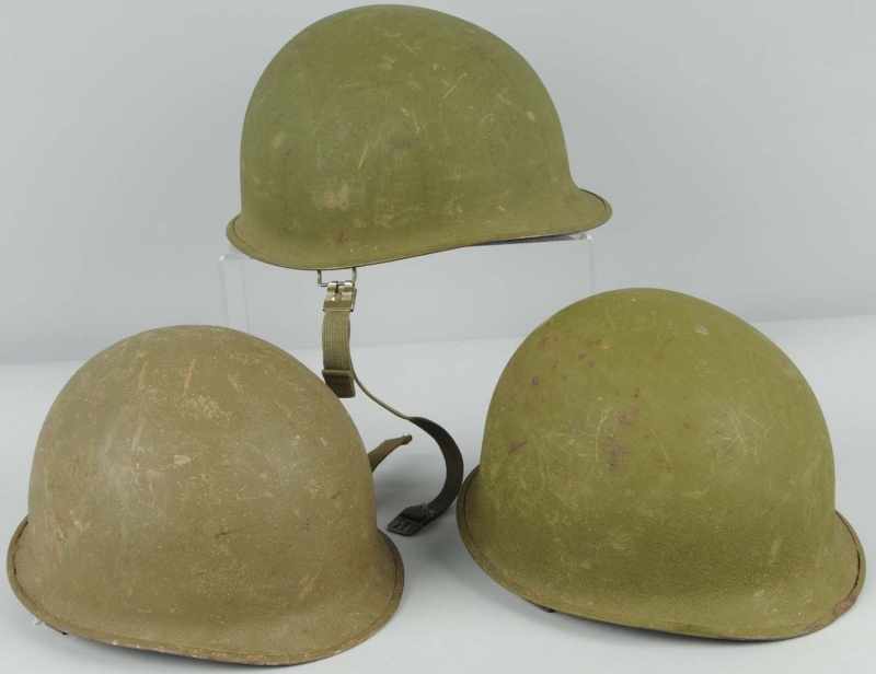 Appraisal: Lot of Steel WWII Helmets Description Liners are intact Condition