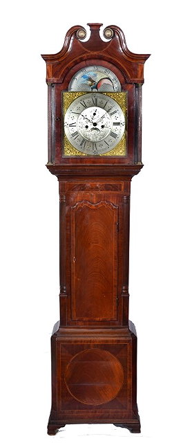 Appraisal: A MAHOGANY EIGHT DAY LONGCASE CLOCK the break arch brass