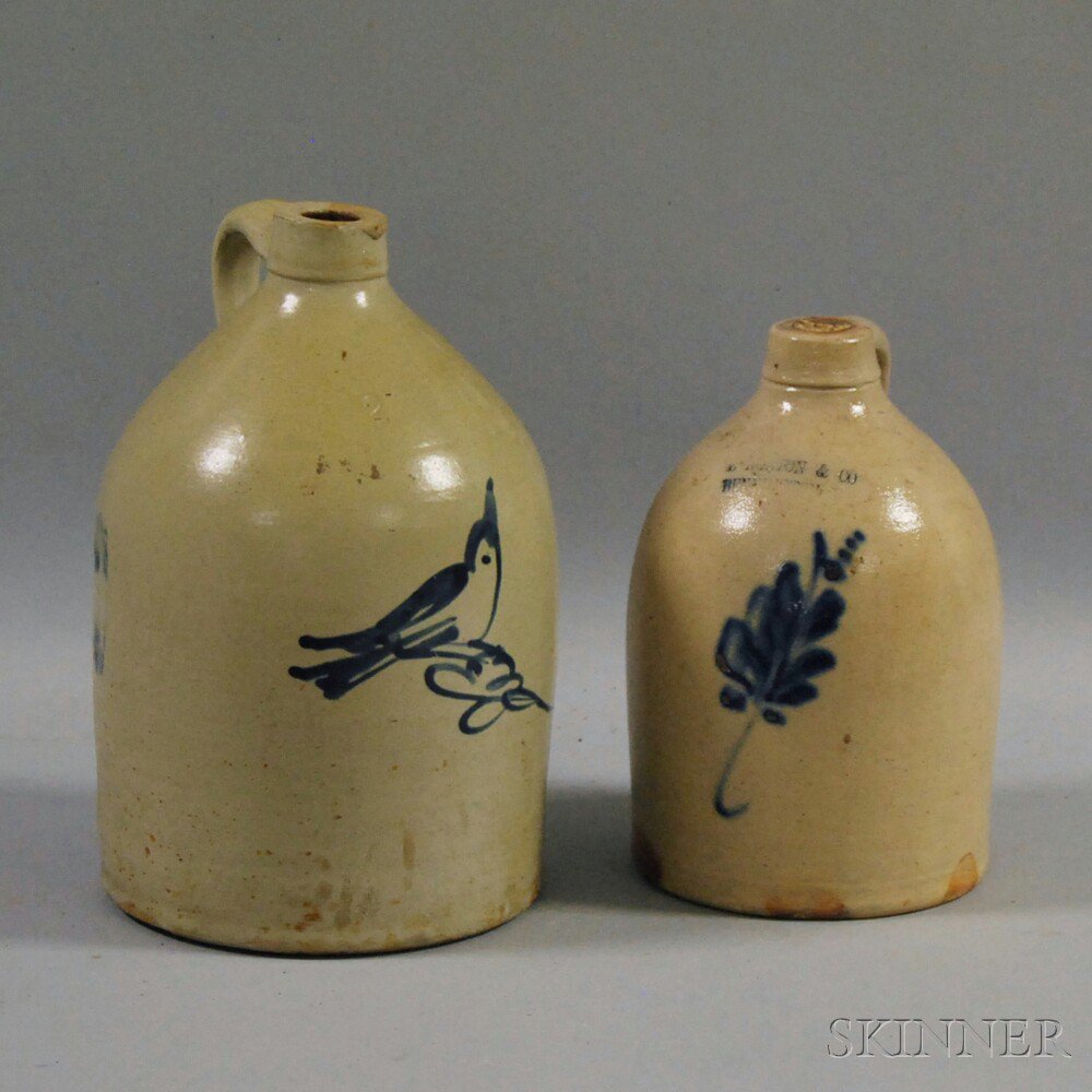 Appraisal: Two Cobalt-decorated Stoneware Jugs mid to late th century a