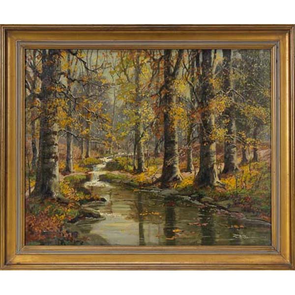 Appraisal: John Zwara Brown County Indiana - Beach Trees with Stream