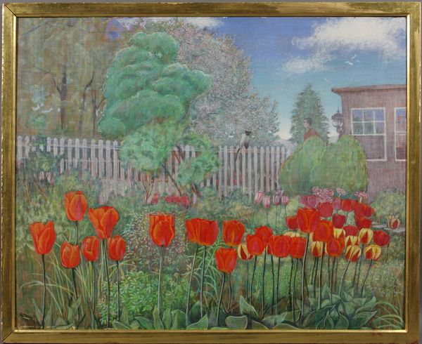 Appraisal: Joan Kerry Tulips egg tempera on masonite x labeled verso