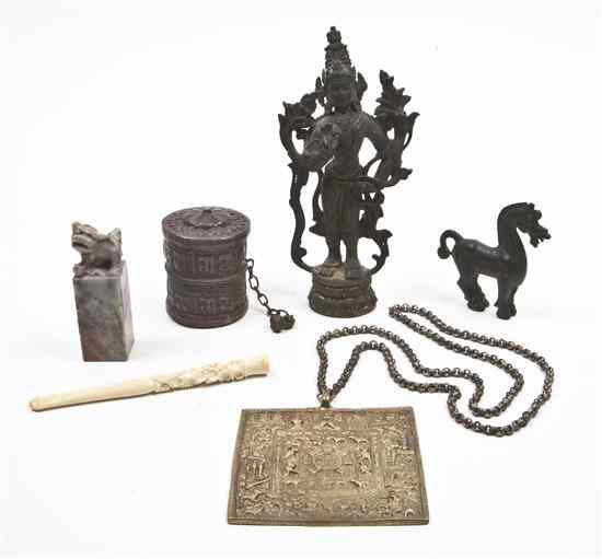 Appraisal: A Collection of Four Chinese Articles comprising a bronze figure