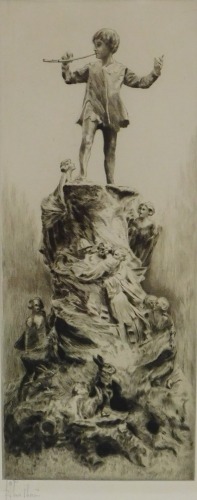 Appraisal: Richard George Matthews - Peter Pan statue signed etching cm