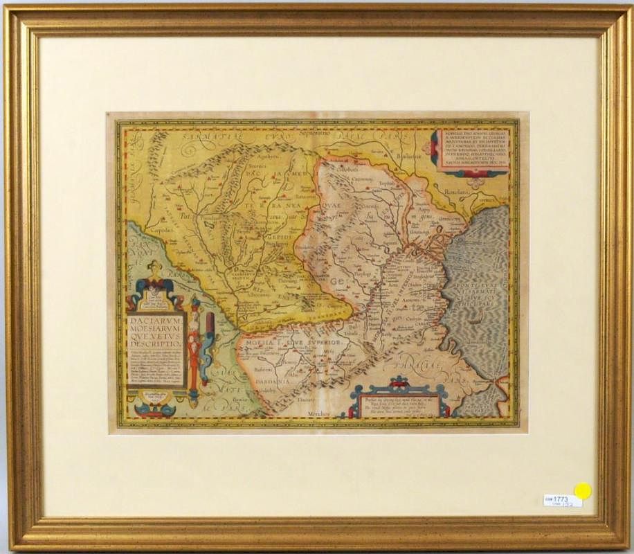 Appraisal: Ortelius Map Of Dacia Moesia Abraham Ortelius Ortelius map of