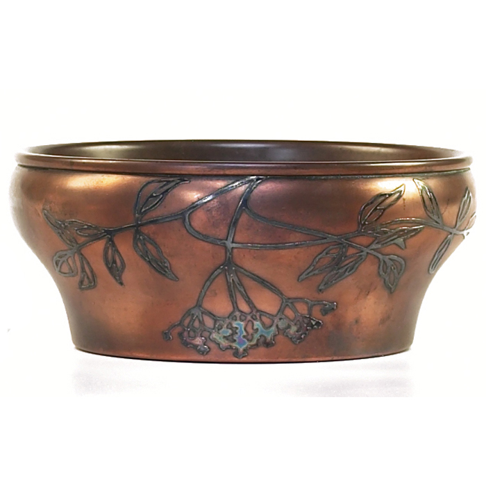 Appraisal: Heintz bowl attribution large form sterling on bronze applied organic