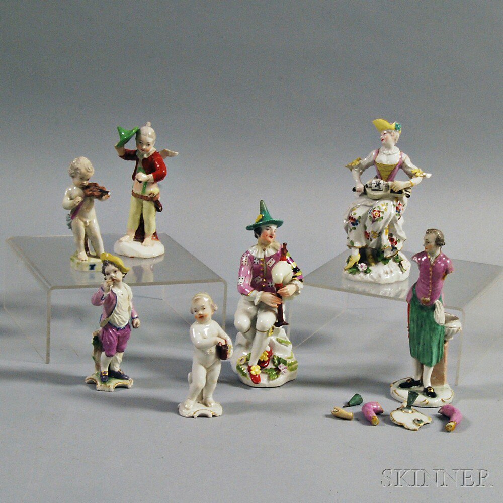 Appraisal: Seven German and Austrian Porcelain Figures th century damage ht