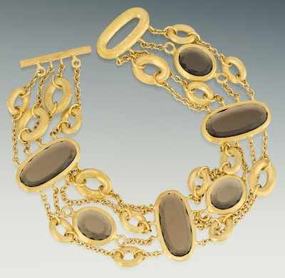 Appraisal: A Nannis k Gold and Smoky Quartz Bracelet k yellow