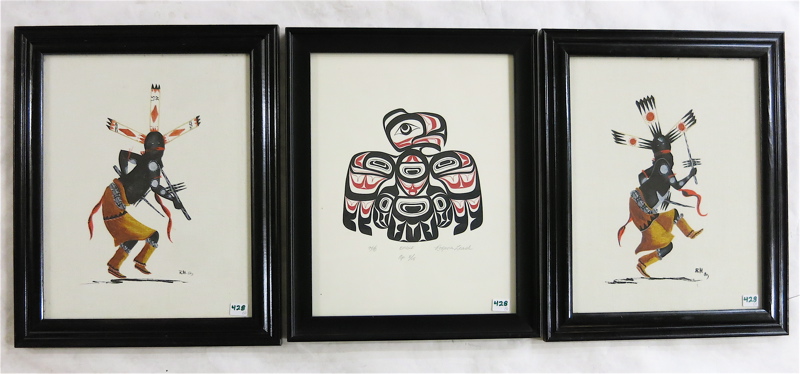 Appraisal: THREE PIECES Two oils on board depicting tribal dancers signed