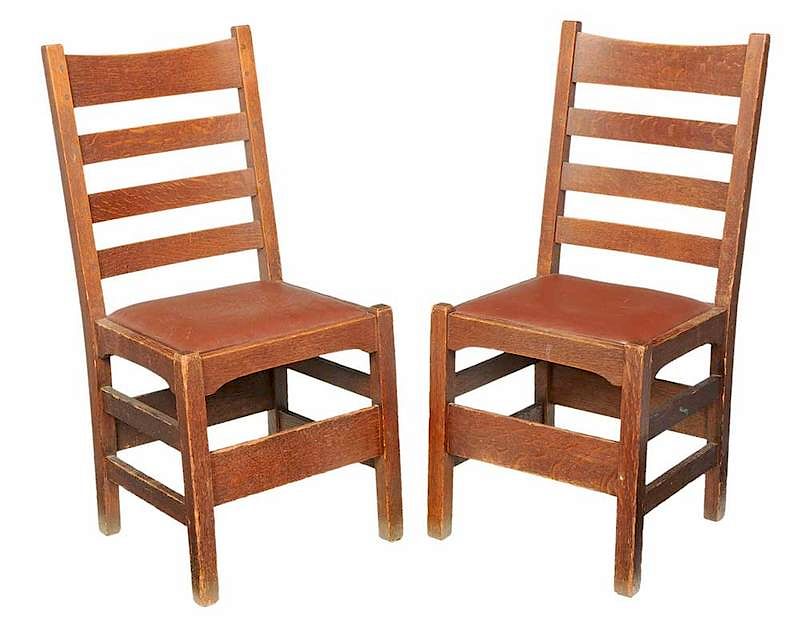 Appraisal: Pair Gustav Stickley Side Chairs American circa - model each